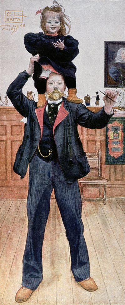 Zelfportret van de kunstenaar met zijn dochter, Brita, 1899 door Carl Larsson